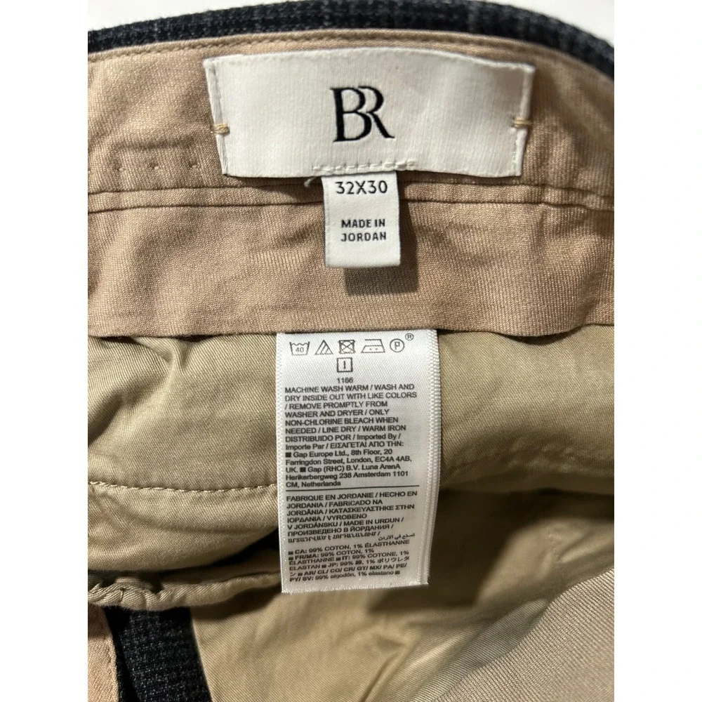Banana Republic Mens Tessuti di Sondrio Charcoal Crosshatch Dress Pants 32x30
